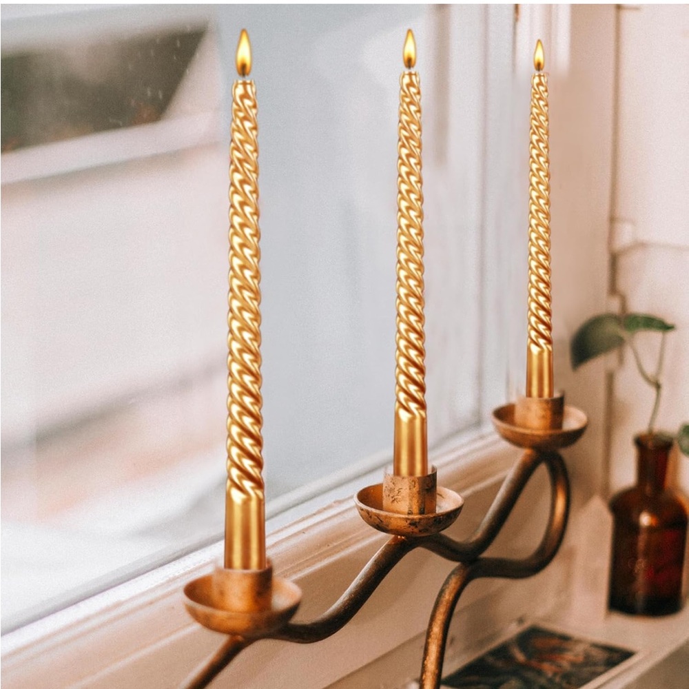 Elegant Gold Spiral Taper Candles